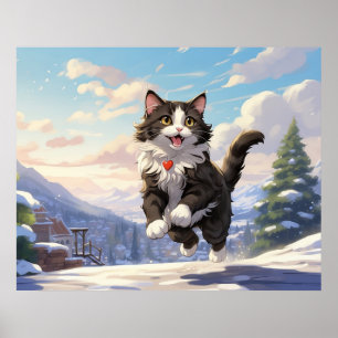 Affiche *~* Sauts Snow Kitty 5:4 Kitten Cat AP68 Tuxedo