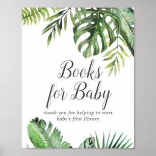 Affiche Sauvage Baby shower de palme tropicale Livres pour
