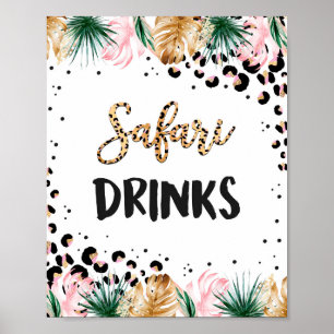 Affiche Sauvage Empreinte de léopard Safari Boissons Signa