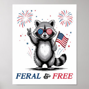 Affiche Sauvage et libre drôle de raton laveur Usa sauvage