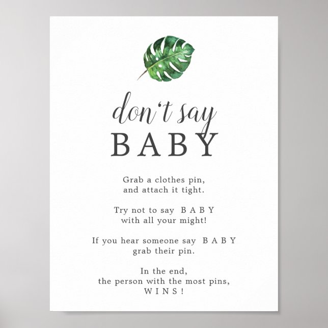 Affiche Sauvage Palm Tropical Ne pas dire Baby Game Sign (Devant)