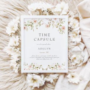 Affiche Sauvage Rose Baby First Birthday Time Capsule Sign