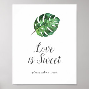 Affiche Sauvage Tropical Palm Love Is Sweet Mariage Sign