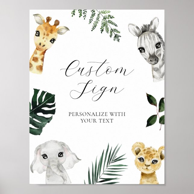 Affiche Sauvage Un Baby shower Jungle Panneau Texte Person (Devant)