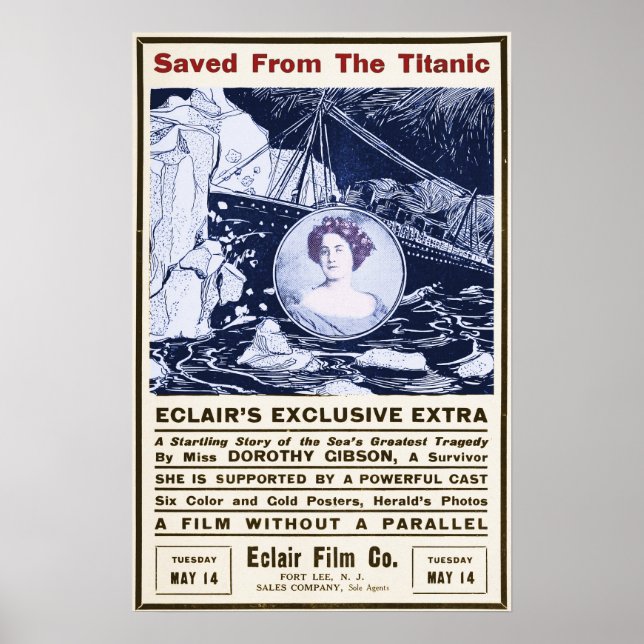 Affiche Sauvé Du Titanic 14 Mai 1912 (Devant)