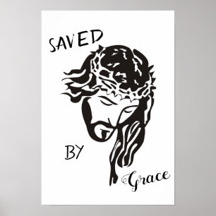 Affiche Sauvé par la grâce de Dieu Jésus SVG