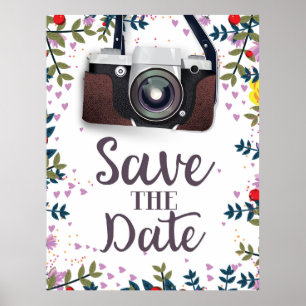 Affiche Sauvegarder la Date Appareil Photo Vintage
