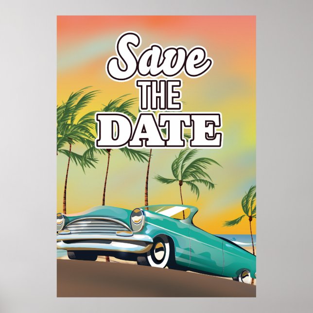 Affiche Sauvegarder la date voiture classique (Devant)