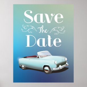 Affiche Sauvegarder la Date Voiture Classique Vintage