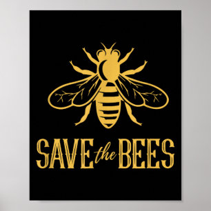 Affiche Sauver Les Abeilles -Fleurs Ruches Jour de la Terr