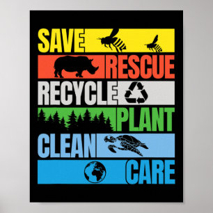 Affiche Sauver les abeilles Secourir les animaux Mer propr