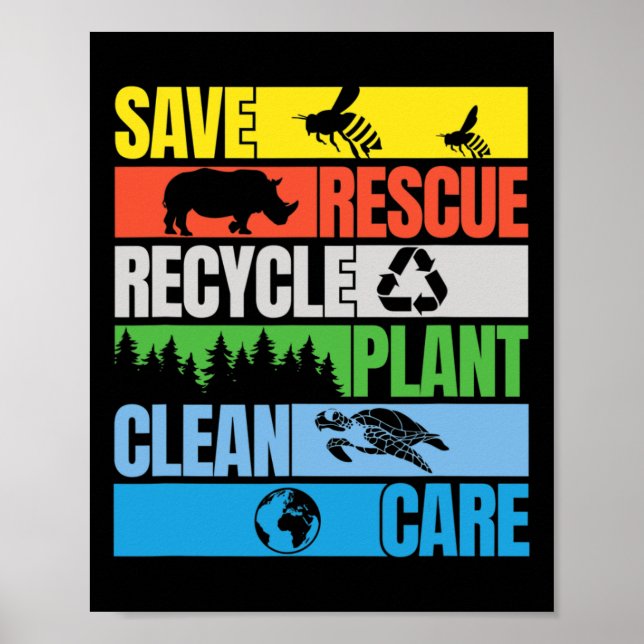 Affiche Sauver les abeilles Secourir les animaux Mer propr (Devant)