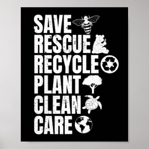 Affiche Sauver les abeilles Secourir les animaux Recycler