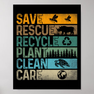 Affiche Sauver les abeilles Secourir les animaux Recycler