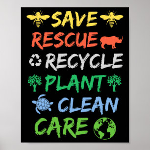 Affiche Sauver les abeilles Secourir les animaux recycler