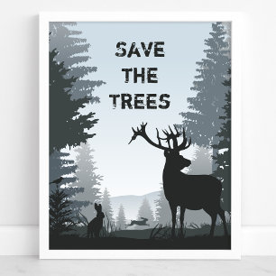 Affiche Sauver Les Arbres Animaux De La Forêt Environnemen