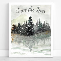 Sauver Les Arbres Aquarelle Forêt de Pins Éco