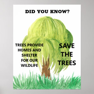 Affiche Sauver les arbres Conserver l'habitat De l'environ