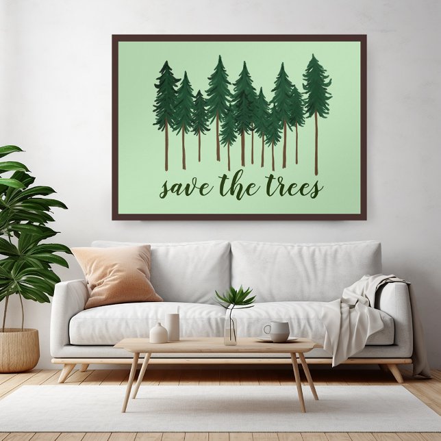 Affiche SAUVER LES ARBRES L'art forestier (SAVE THE TREES forest art Custom Green Earth Day Poster
)
