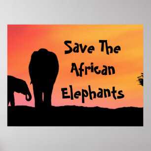 Affiche Sauver les éléphants d'Afrique