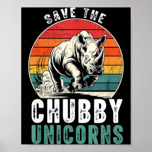 Affiche Sauver Les Licornes Grassouillettes Drôle Rhinocér
