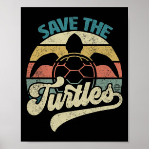 Affiche Sauver Les Tortues Rétro Sauver La Terre Notre Pla