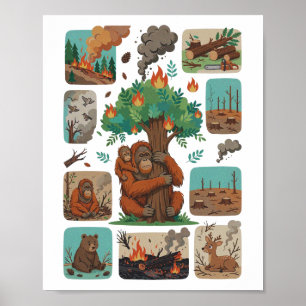 Affiche Sauver l'Orang-outan Arrêter la déforestation Art