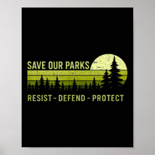 Affiche Sauver nos parcs vintage Résister Protéger le parc