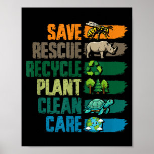 Affiche Sauver secourir recycler usine propre prendre soin