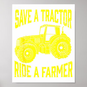 Affiche Sauver Un Tracteur Conduire Un Agriculteur Tracteu