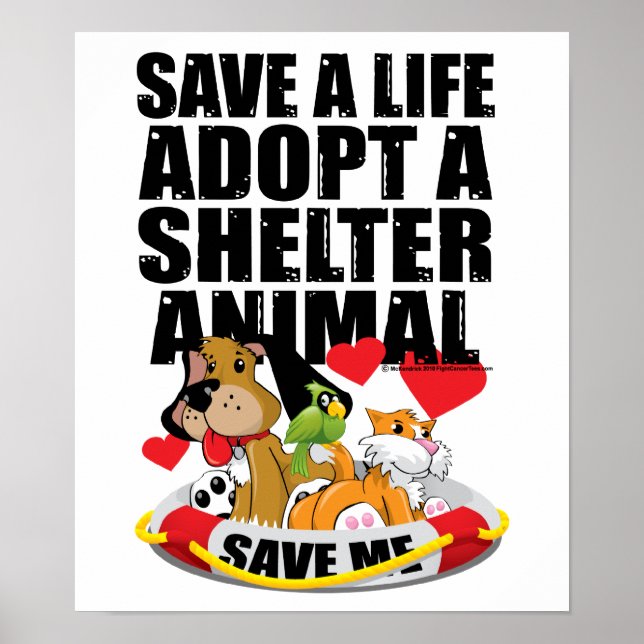 Affiche Sauver une vie Adopter un abri animal (Devant)