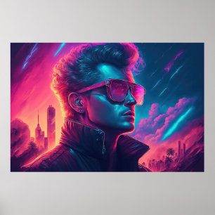 Affiche Sauveur Synthwave : L'Icône Illuminée