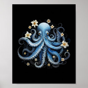 Affiche Sauvez Kraken Blue Octopus Squid Sea Live Sauvez O