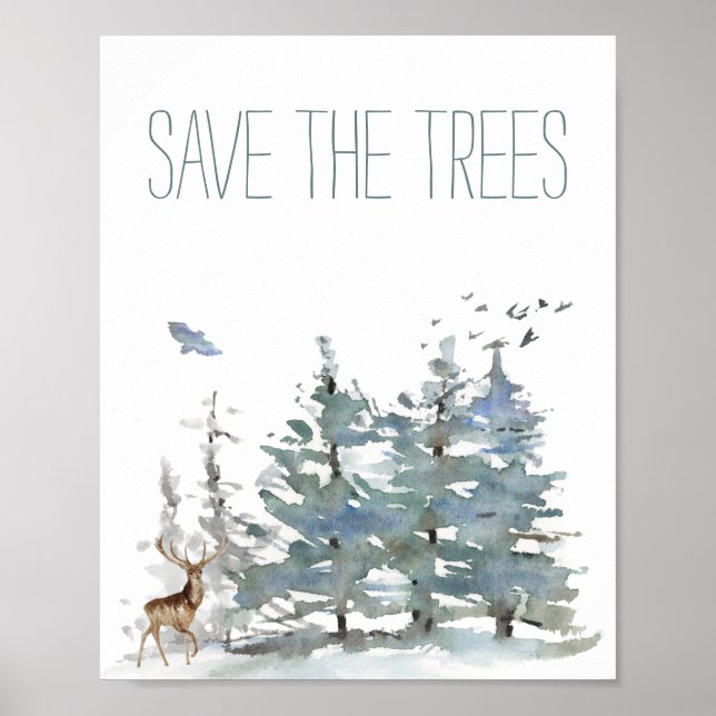 Affiche Sauvez La Forêt D'Aquarelle Des Arbres (Devant)