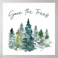 Sauvez la forêt d'aquarelle verte des arbres
