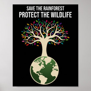 Affiche Sauvez La Forêt-Rainforest Protégez La Faune Vinta