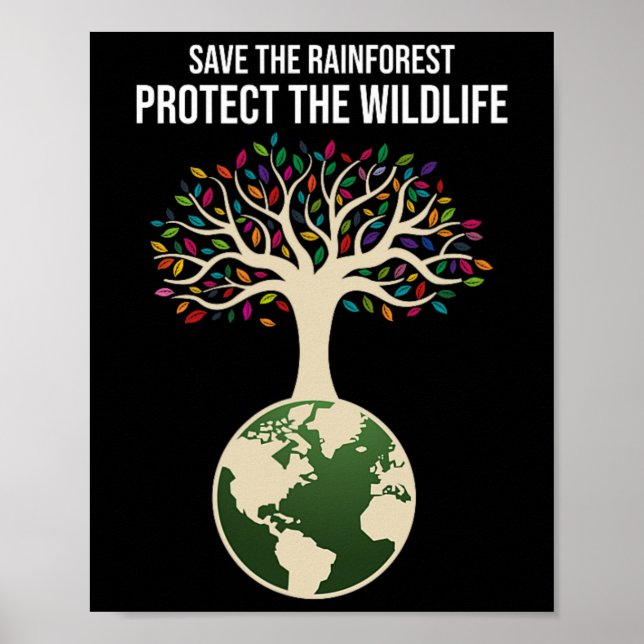 Affiche Sauvez La Forêt-Rainforest Protégez La Faune Vinta (Devant)