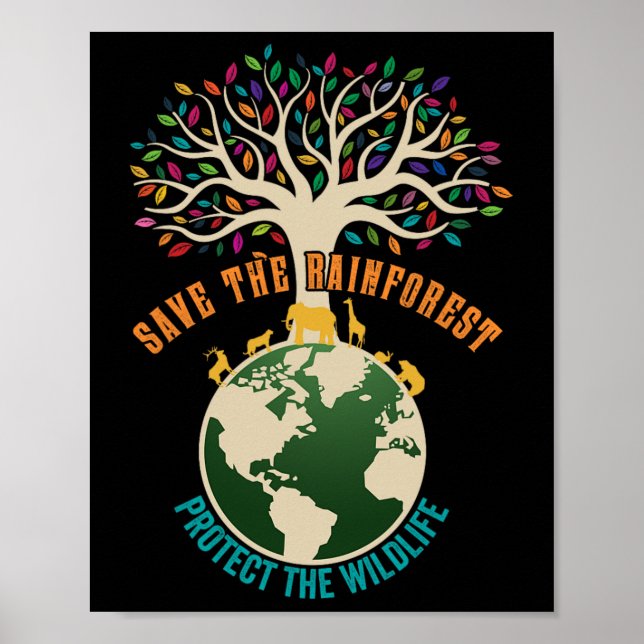 Affiche Sauvez La Forêt-Rainforest Protégez La Faune Vinta (Devant)