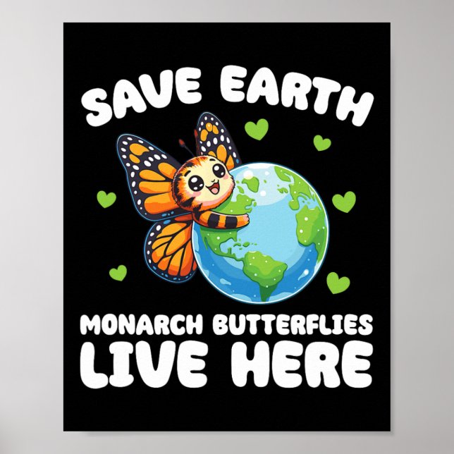 Affiche Sauvez La Terre Les Papillons Monarques Vivent Ici (Devant)