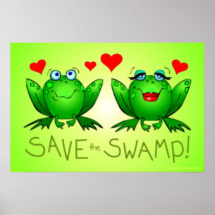 Affiche Sauvez l'affiche de vert d'amour de grenouille de