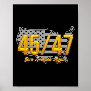 Affiche Sauvez l'Amérique à nouveau Trump 2024 Patriotic A