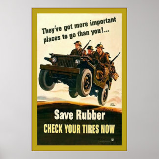 Affiche Sauvez le caoutchouc !~Vintage Guerre Mondiale 2