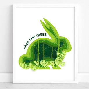 Affiche Sauvez le lapin De l'environnement de la forêt d'a
