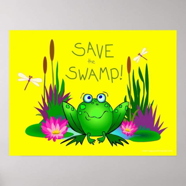 Affiche Sauvez le marais Twitchy la grenouille Jaune (Devant)