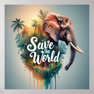 Affiche Sauvez le monde, espèces animales menacées