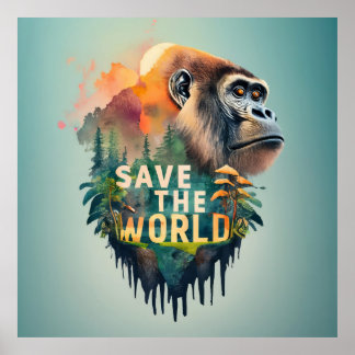 Affiche Sauvez le monde, espèces animales menacées