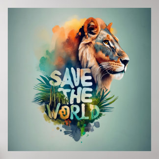 Affiche Sauvez le monde, espèces animales menacées