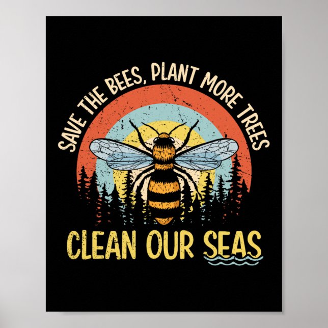 Affiche Sauvez le Plante des abeilles Plus d'arbres Mer pr (Devant)