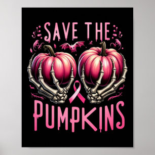Affiche Sauvez le squelette Citrouille Halloween Cancer du