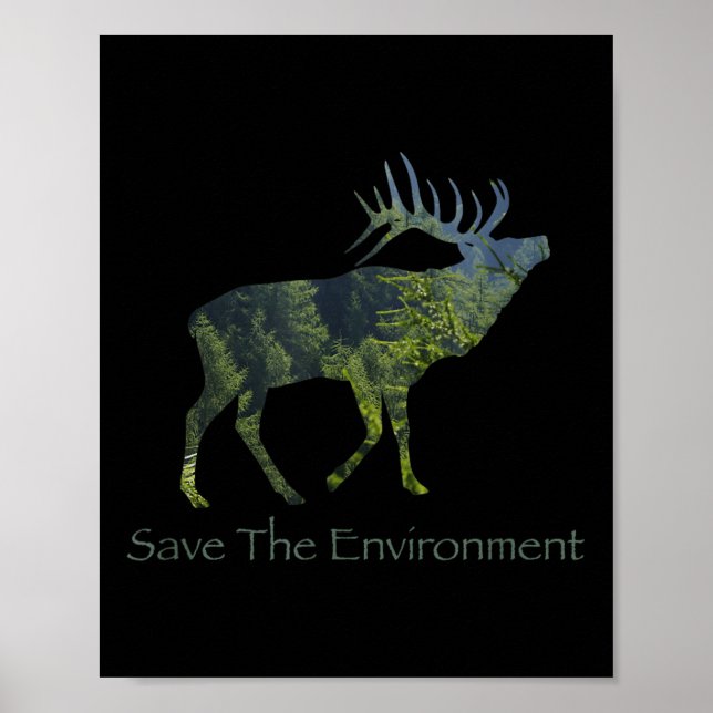 Affiche Sauvez l'environnement Deer Silhouette De l'enviro (Devant)